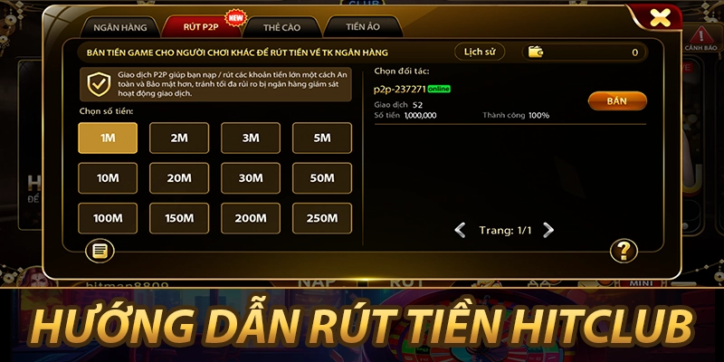 Hướng dẫn rút tiền Hit Club
